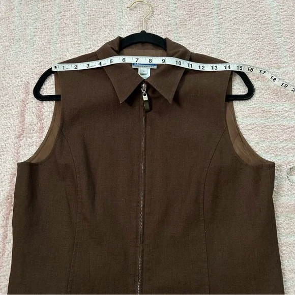 Vintage Pendleton Brown Vest Minimalist Zip Front Size 4 Cotton Linen Blend - Picture 9 of 13
